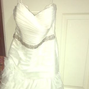 Wedding dress w/custom silver studded belt