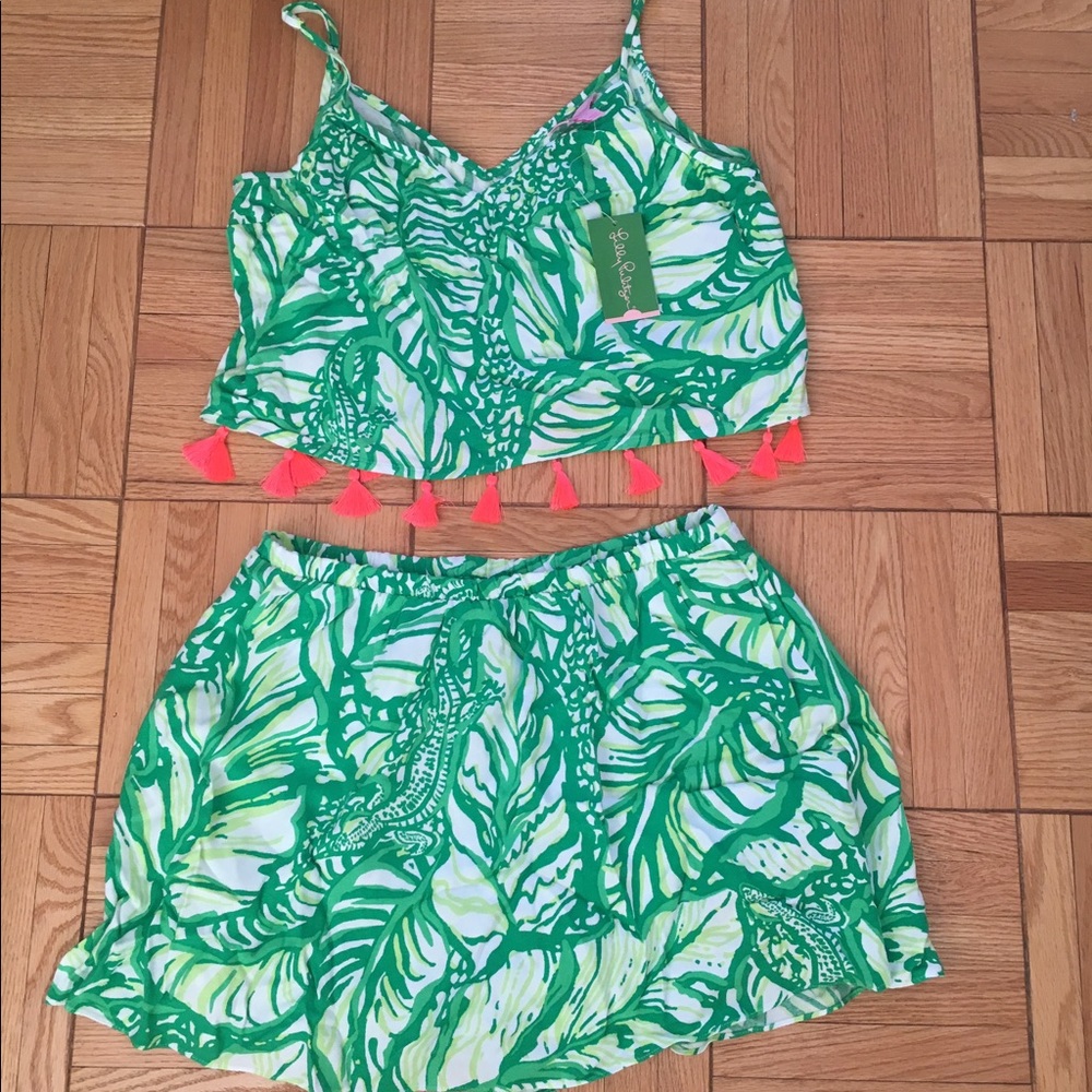 Lilly Pulitzer Green Ramona Crop Top and Skort Set