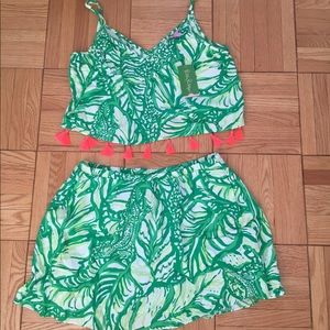 Lilly Pulitzer Green Ramona Crop Top and Skort Set