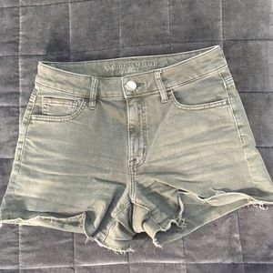 AEO olive denim jean shorts