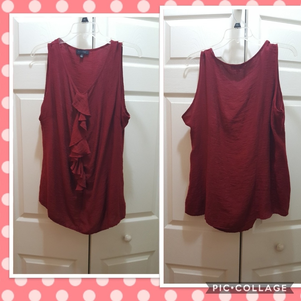 Wine colored ruffle blouse