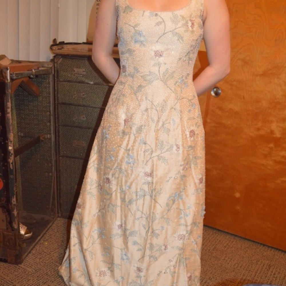 Vintage backless beaded gown