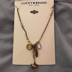 Lucky Brand two Tone multi charm pendant necklace