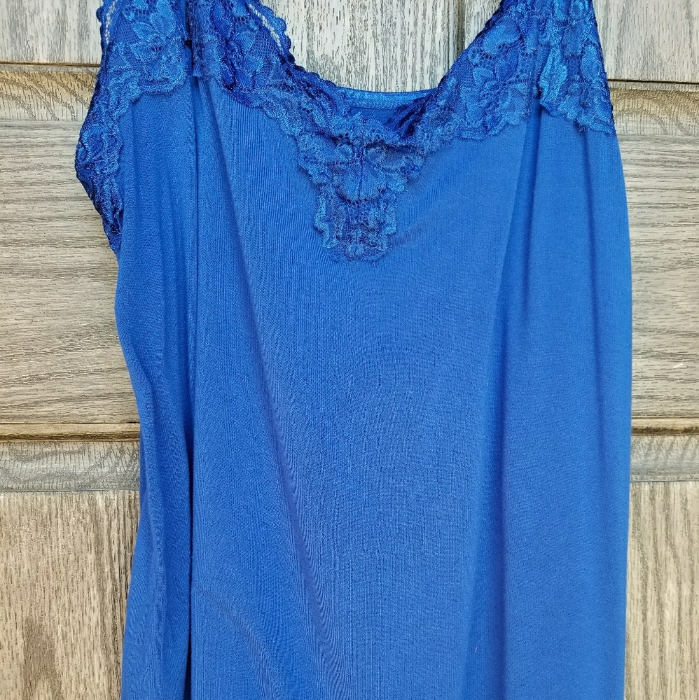 Royal Blue Lace Trim Cami Adjustable Strapes