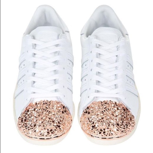 adidas superstar rose gold glitter