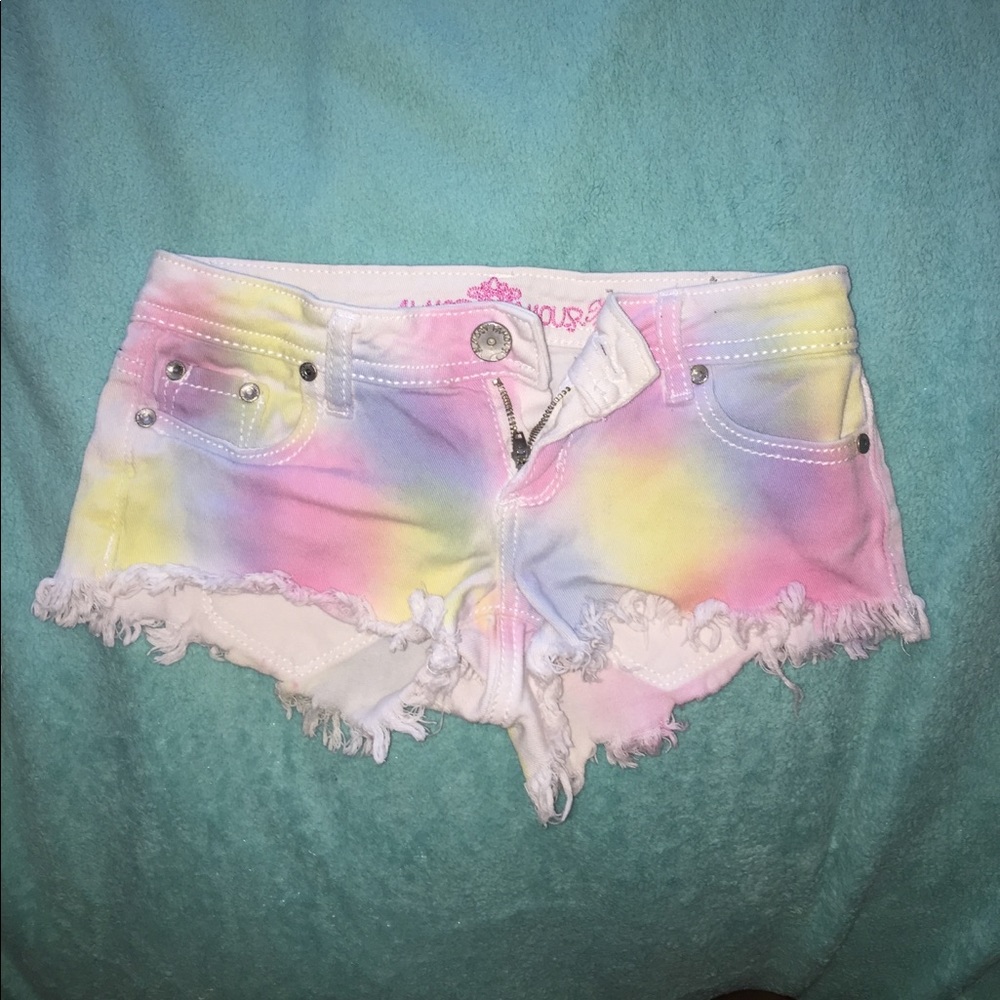 Rainbow jean shorts
