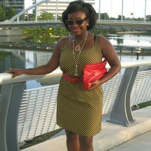 Yellow BeBop dress with black hearts