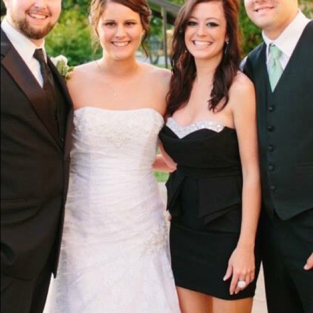 Strapless dress with rhinestone embellishments