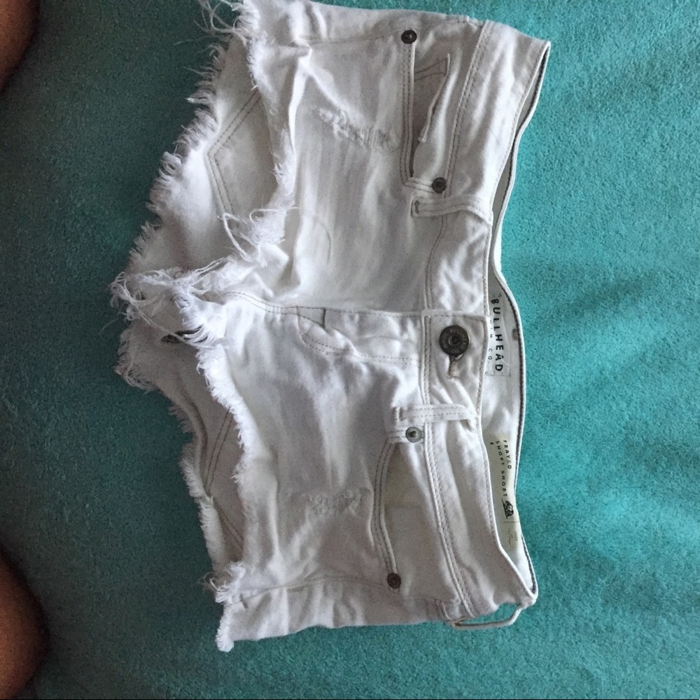 White jean shorts