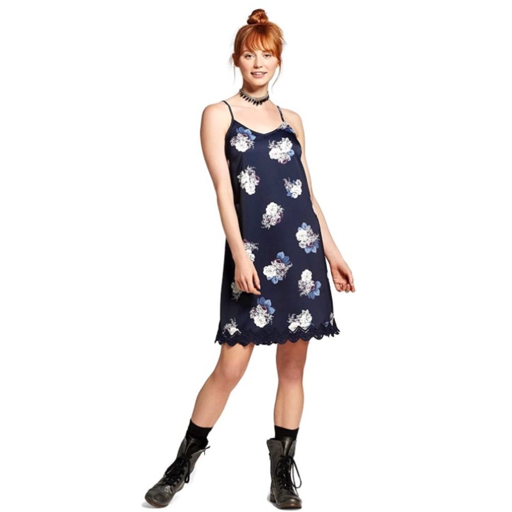Navy Floral Slip Dress