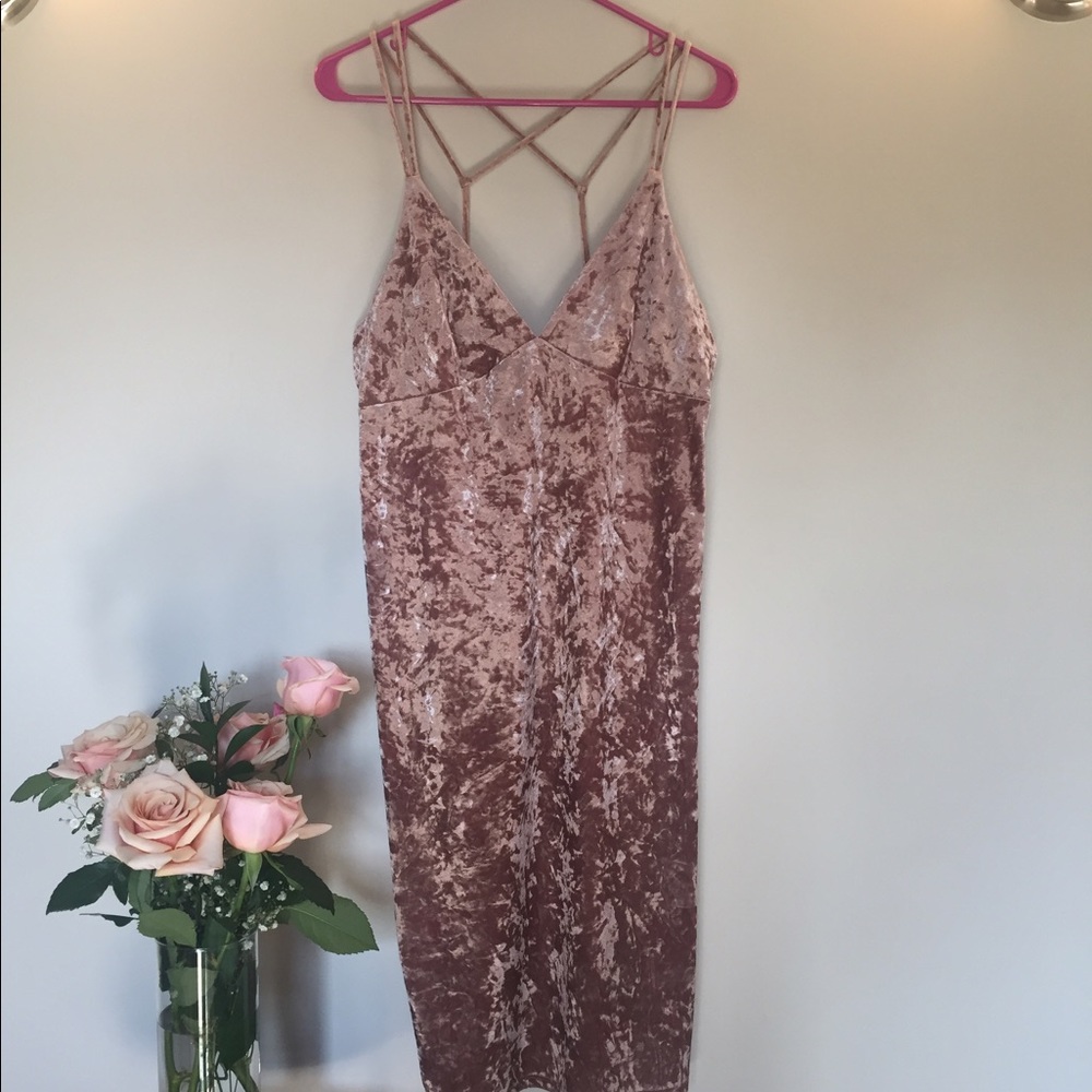 Millennial Pink Crushed Velvet Dress