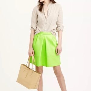 J. Crew Neon Green Pleated Mini Skirt sz 6