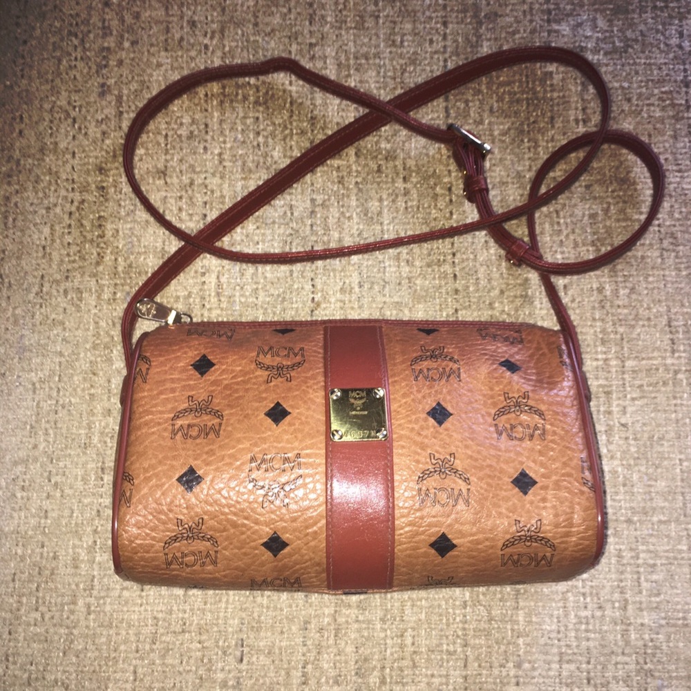 MCM VISETOS COGNAC CROSSBODY BAG