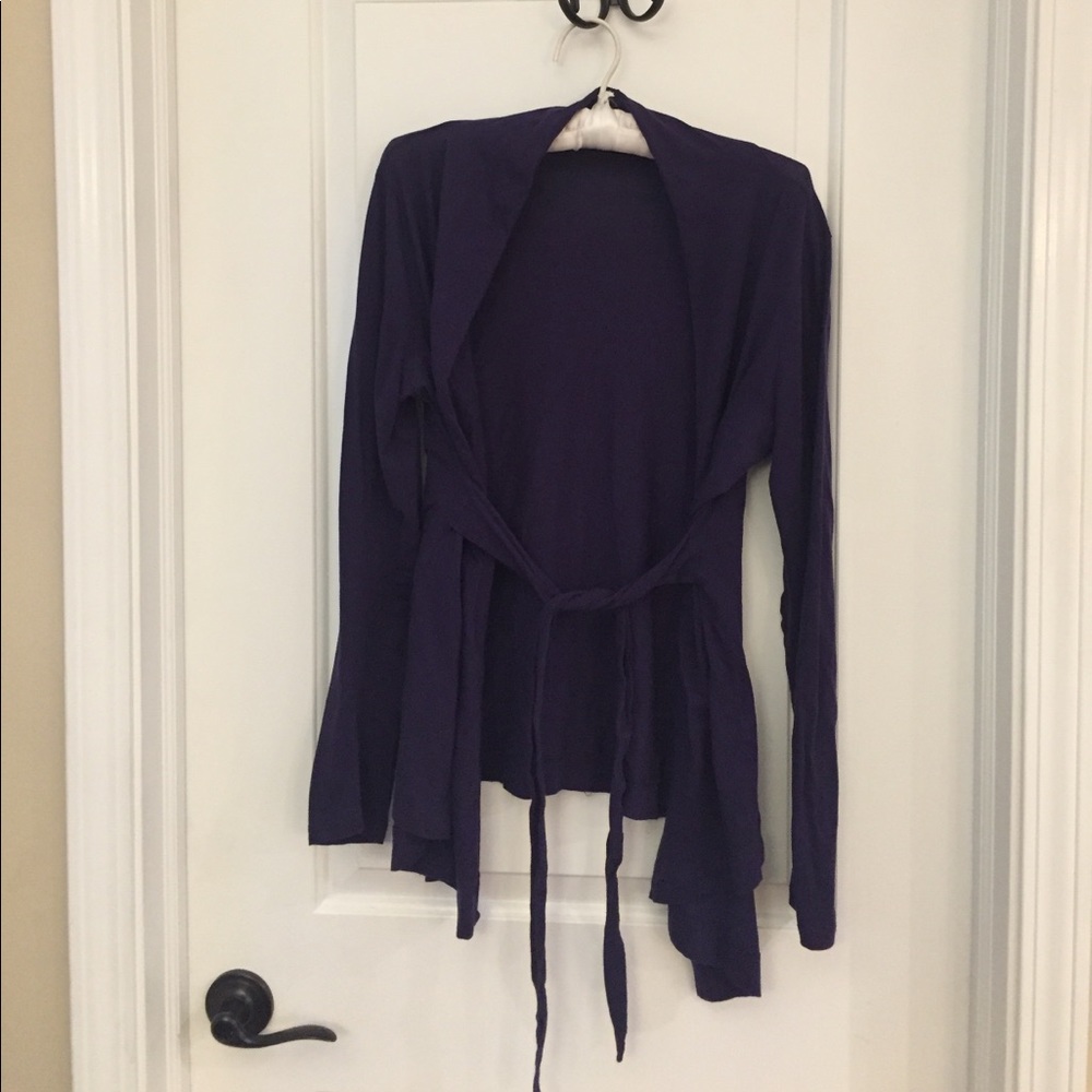 Velvet Large Purple Cardigan with Tie