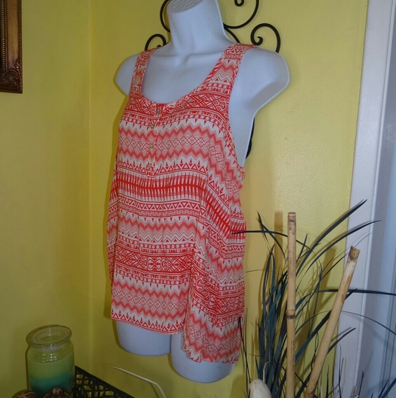 Pink Rose Tribal Orange Top - Picture 2 of 6