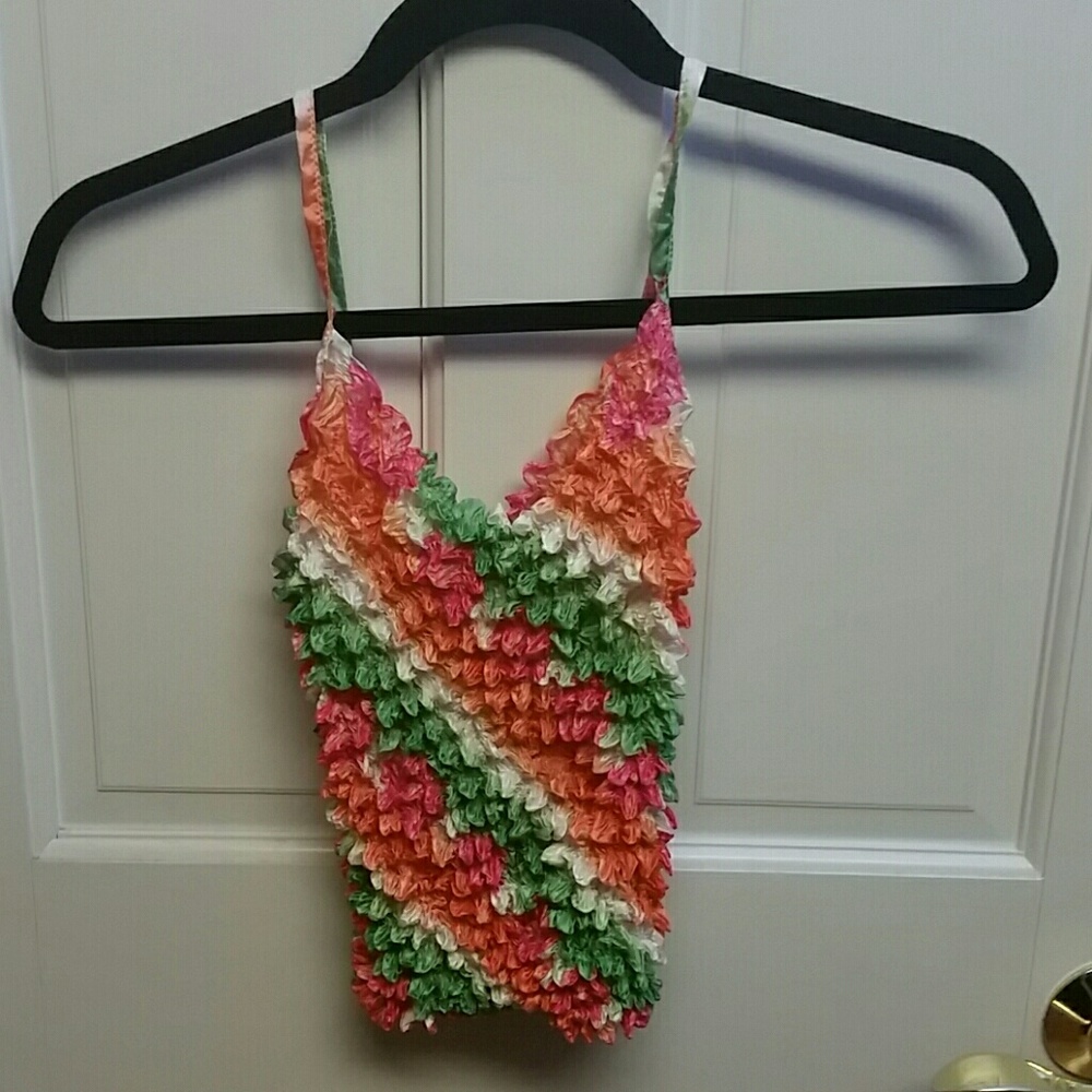 colorful scrunch top