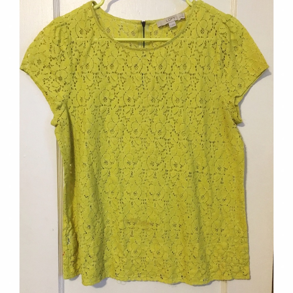 Loft Lace Top with Zipper Detail
