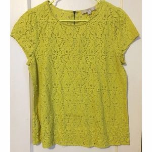 Loft Lace Top with Zipper Detail