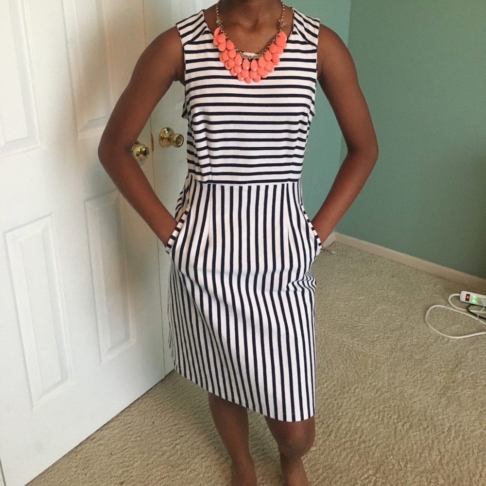 Navy and White Striped dress