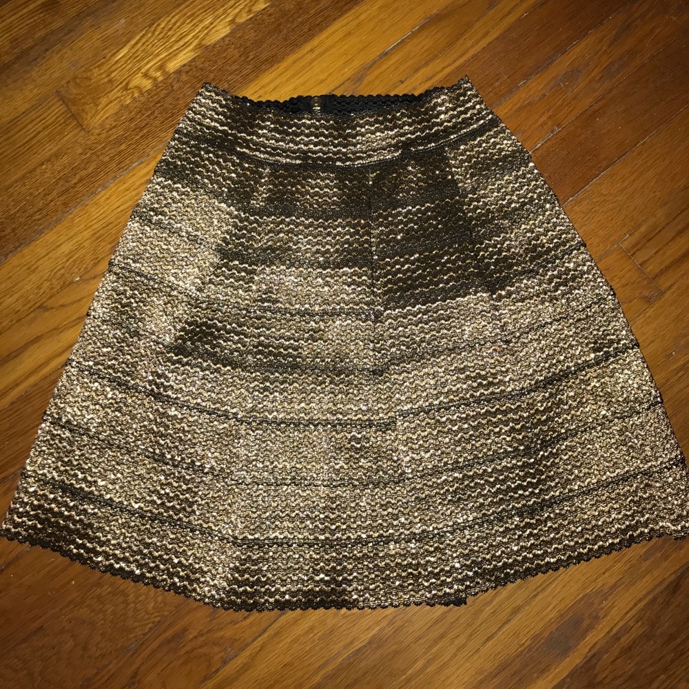 Gold, back zip, skirt!