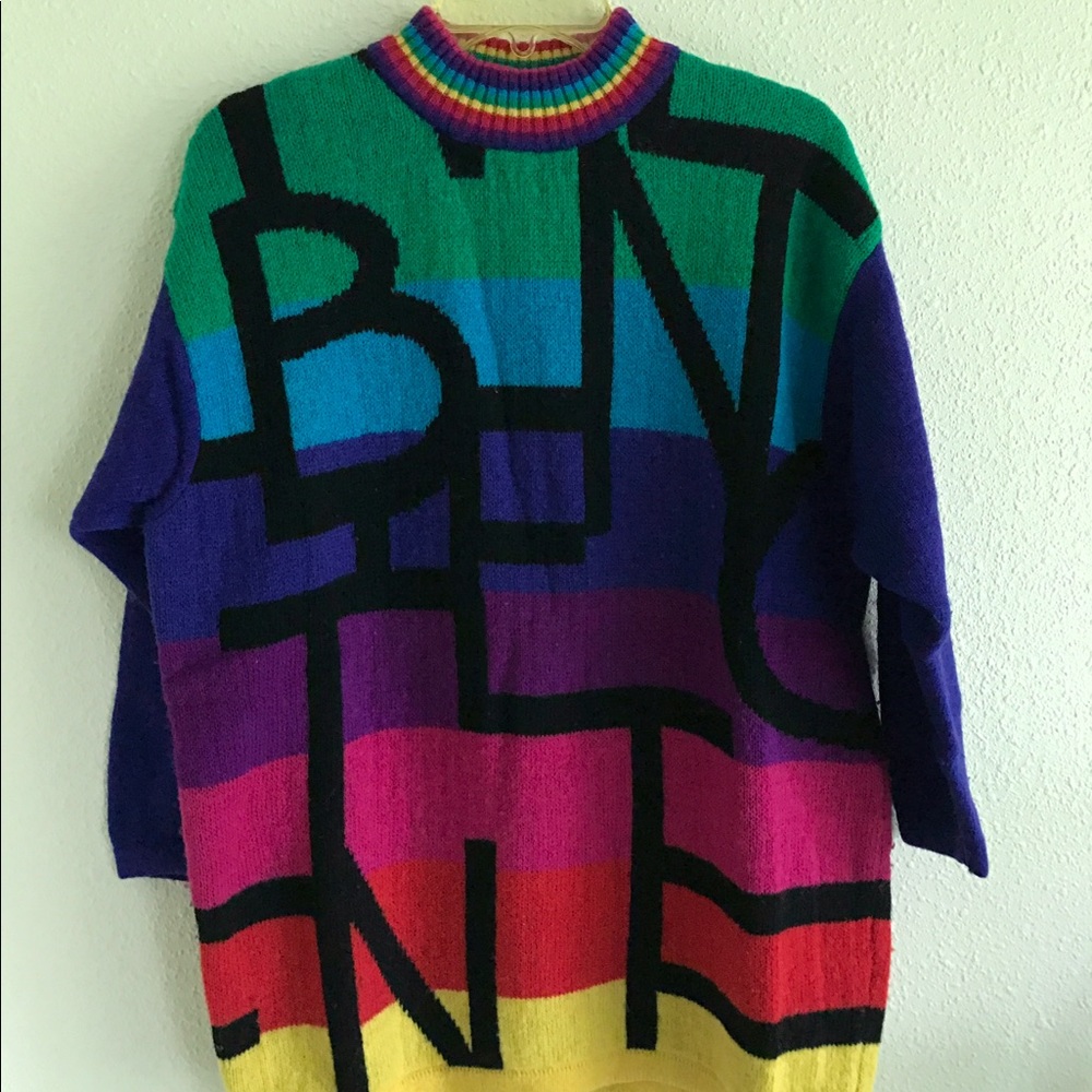 Vintage Benetton rainbow sweater dress complex