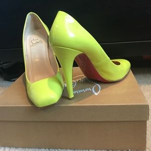 Christian Louboutin chartreuse patent Fifi