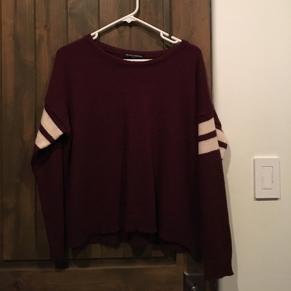 Maroon and White Brandy Melville Sweater
