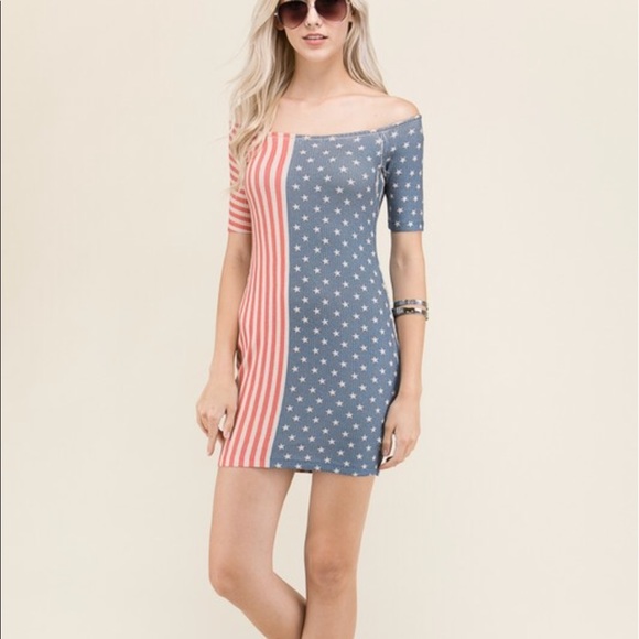 << American Flag Bodycon Dress >> - Picture 4 of 4