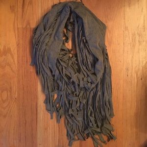 Grey fringe infinity scarf