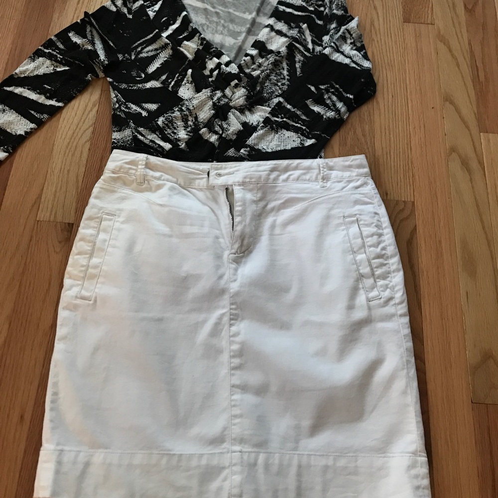 Converse white jean skirt