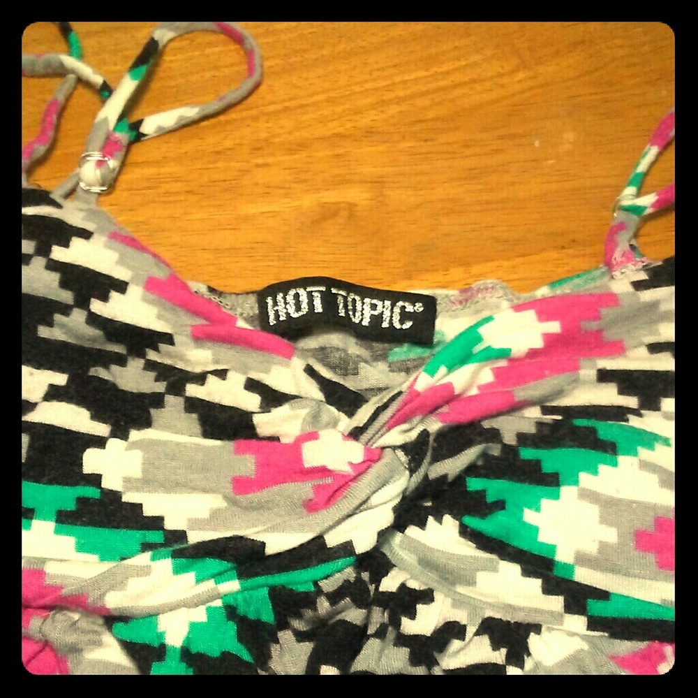 Hot Topic Summer Teal Pink Bohemian Mini Dress