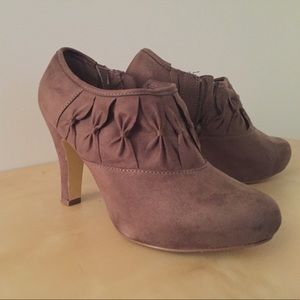 Unlisted Shoes - Taupe Suede Booties Unlisted Shoes - Taupe Suede Booties