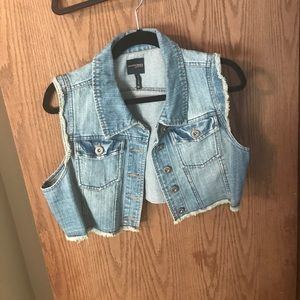 Denim crop vest
