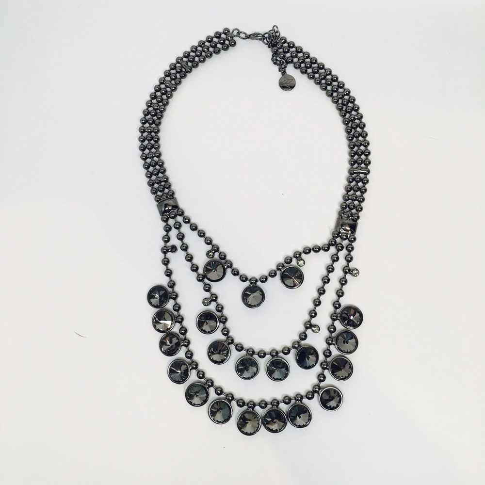 Stunning Statement Necklace. Charcoal Stones.
