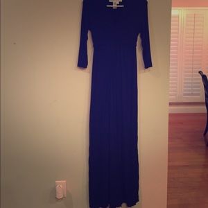 3/4 sleeve black long summer dress