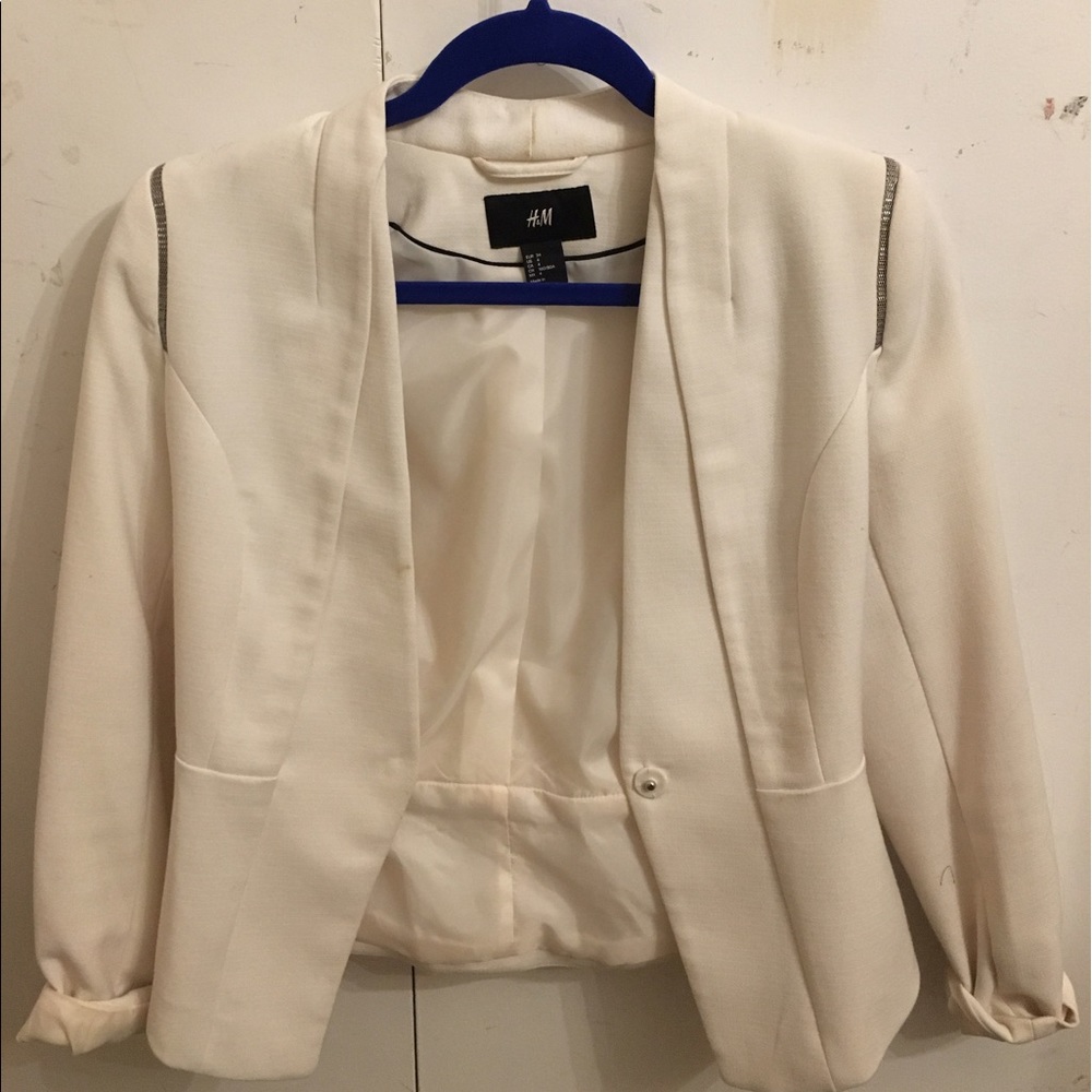H&M ivory blazer with a silver lining