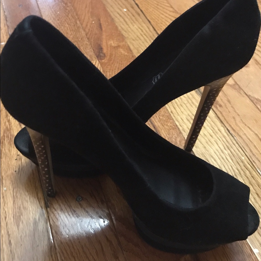 4.5 inch black platform heels, worn once