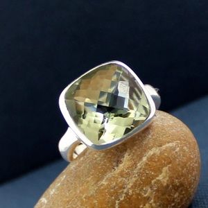 Ring Green Amethyst 926 Sterling size 6