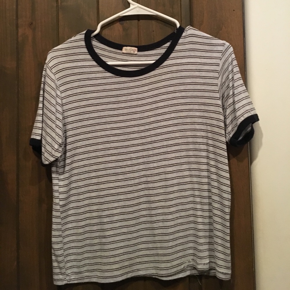 Brandy Melville Blue and White Striped Shirt