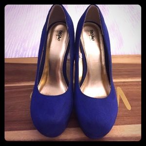 Royal blue suede wedges
