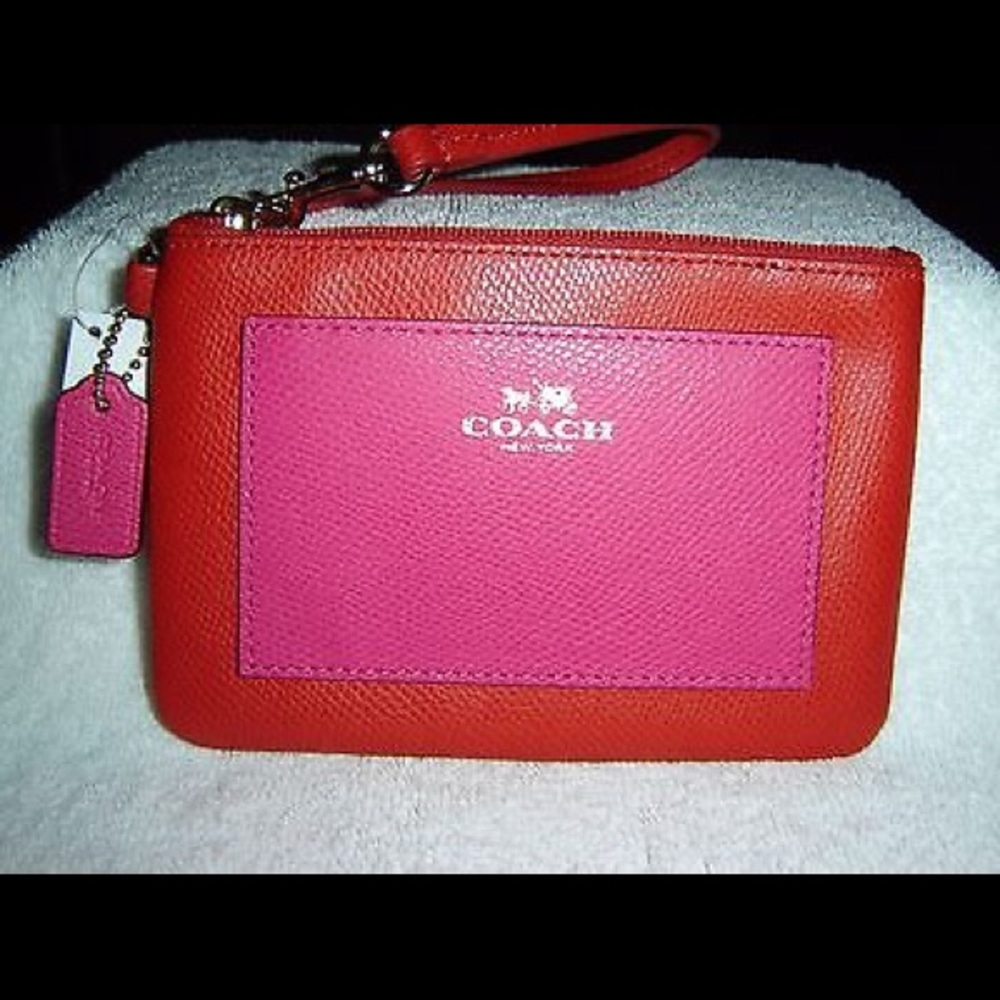 Authentic Coach Crossgrain Leather Small Wristlet