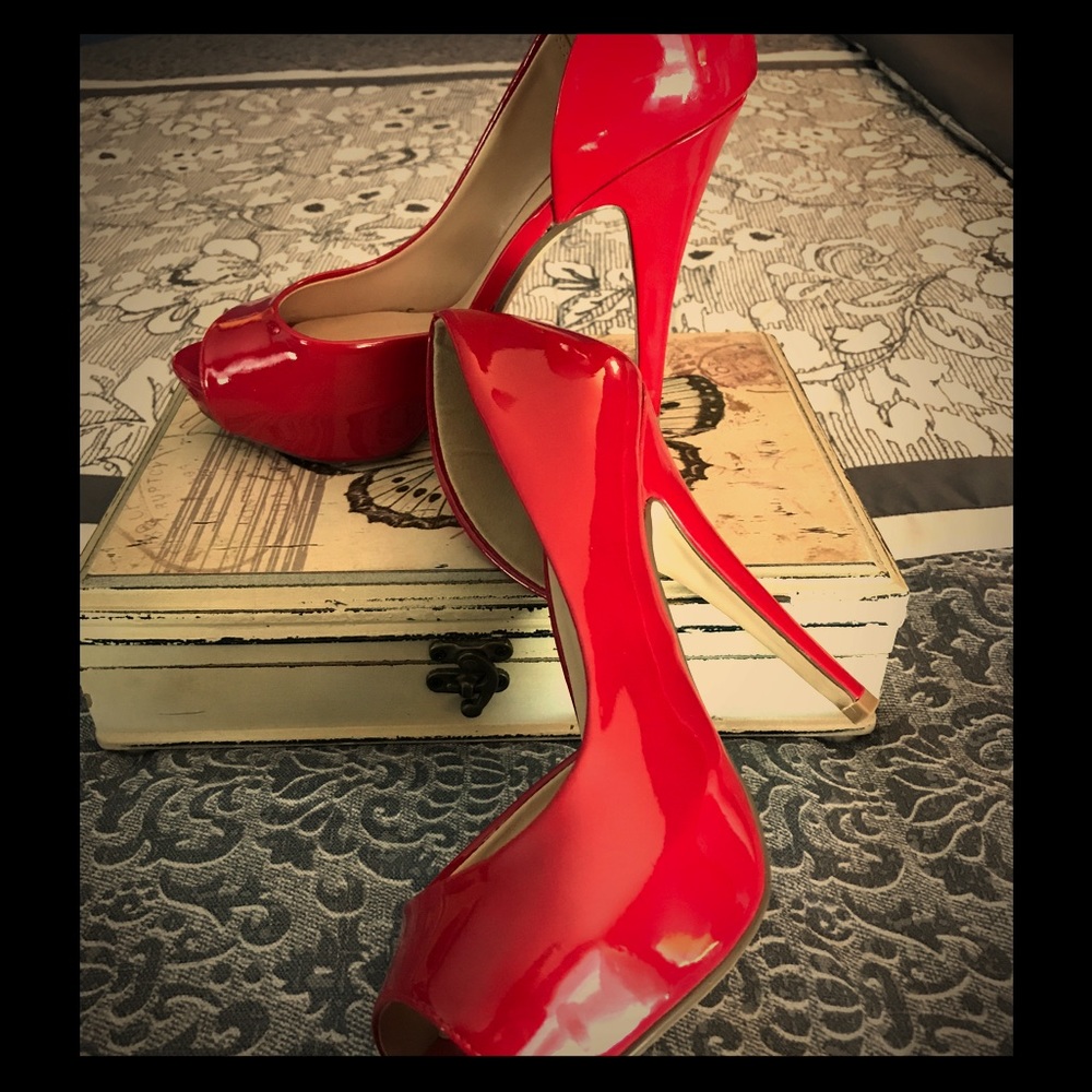 Red Hot Platform Heels