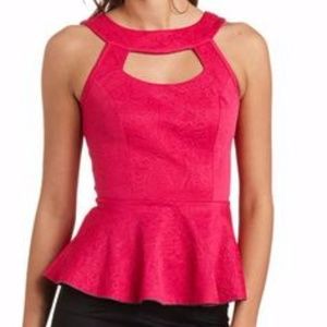 Charlotte Russe Bright Pink Peplum top