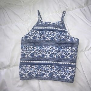Blue Boho hi neck tank
