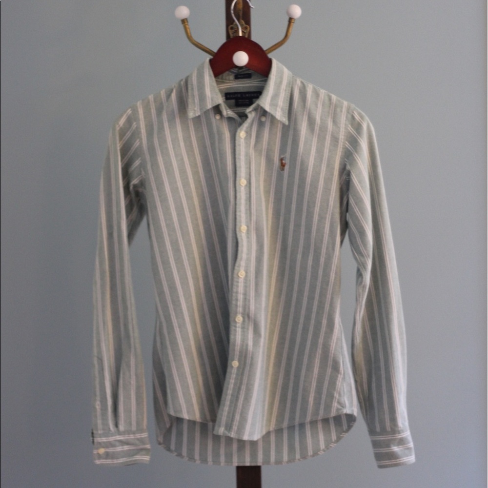 Polo Ralph Lauren Green Striped Oxford EUC