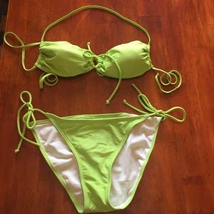 Lime green string bikini