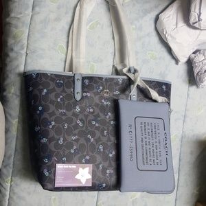 NWT Coach reversible tote in cornflower denim