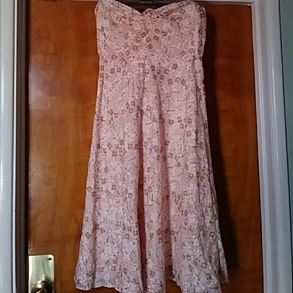 Peach /off white/brown summer strapless