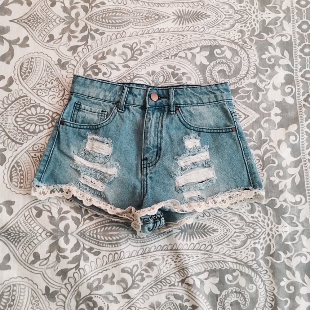 Ripped Denim Shorts