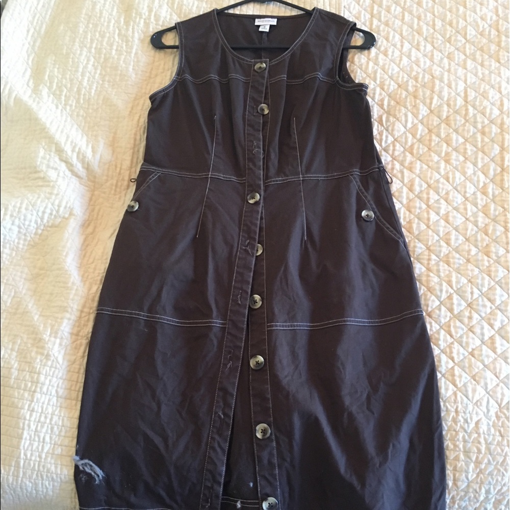 Brown button down dress negotiable